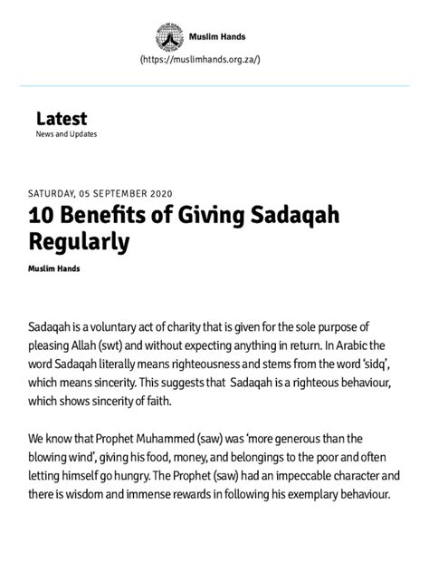 10 Benefits of Giving Sadaqah Regularly .